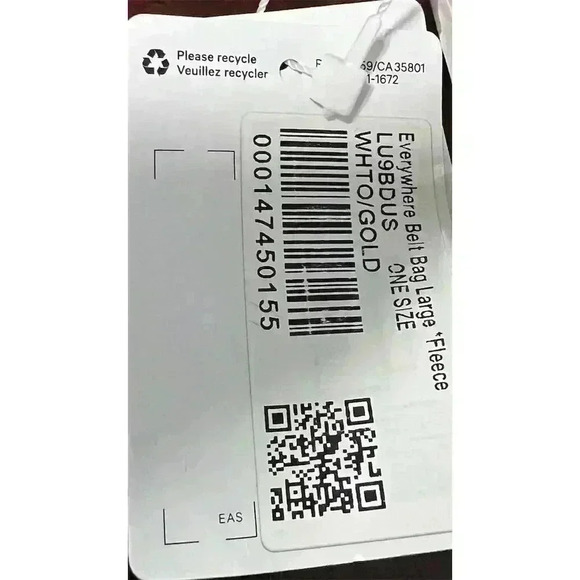 Lululemon Large Belt Bag White/Gold Fleece Unis everywhere belt bag plush fleece - Picture 10 of 11